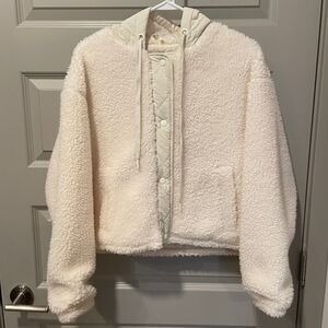 New Look Cropped Sherpa Hoodie, size L